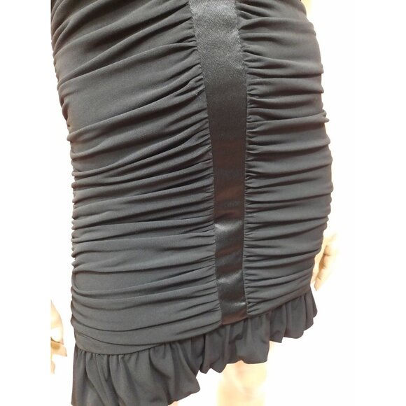 Cache Ruched Stretch Mini Cocktail Dress Size 2 Vintage Y2K 2000s Black Halter - Picture 9 of 12